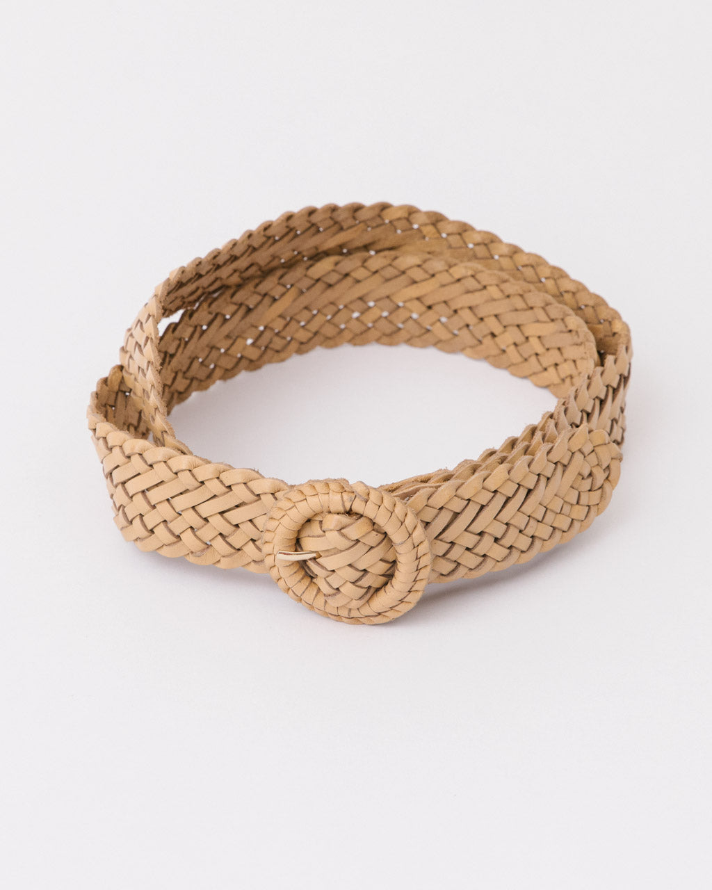 Beige woven leather vintage style belt