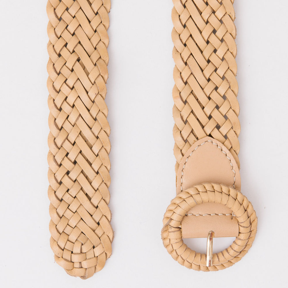 WEAVE ME THIS WAY Beige Leather Belt