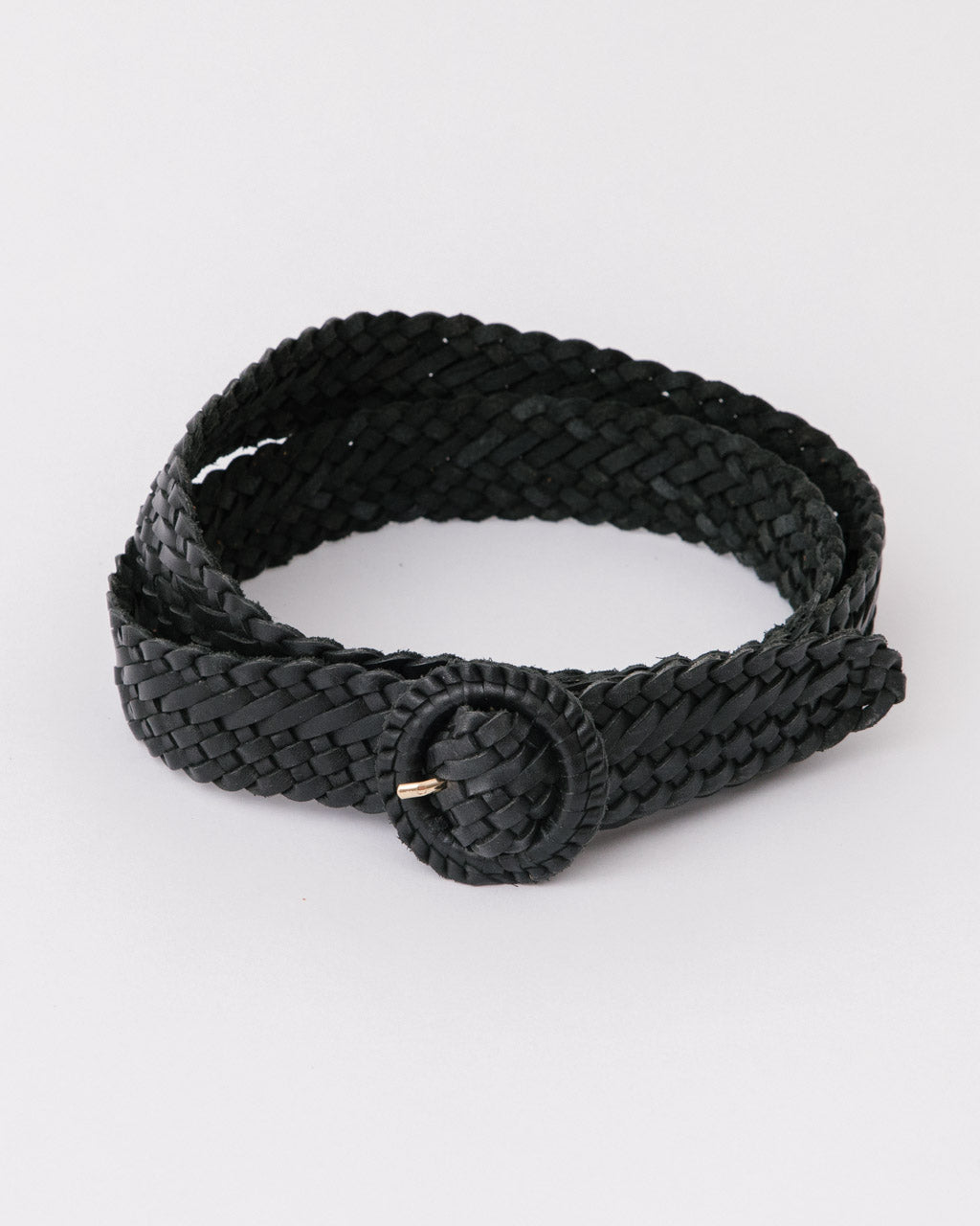 Black woven leather vintage style belt