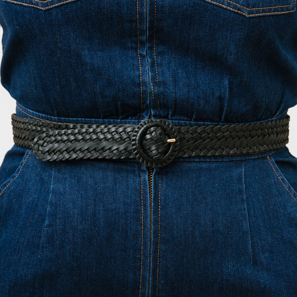 WEAVE ME THIS WAY Black Leather Belt