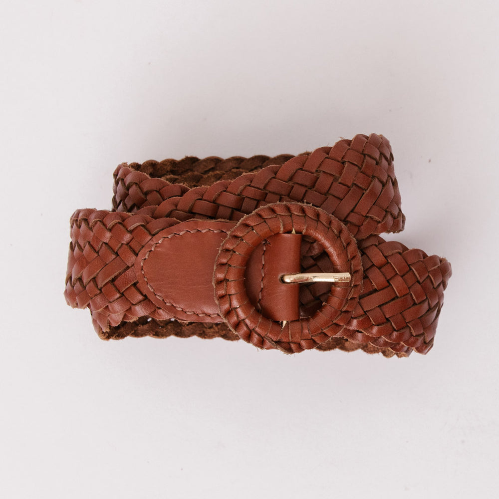 
                      
                        WEAVE ME THIS WAY Tan Leather Belt
                      
                    