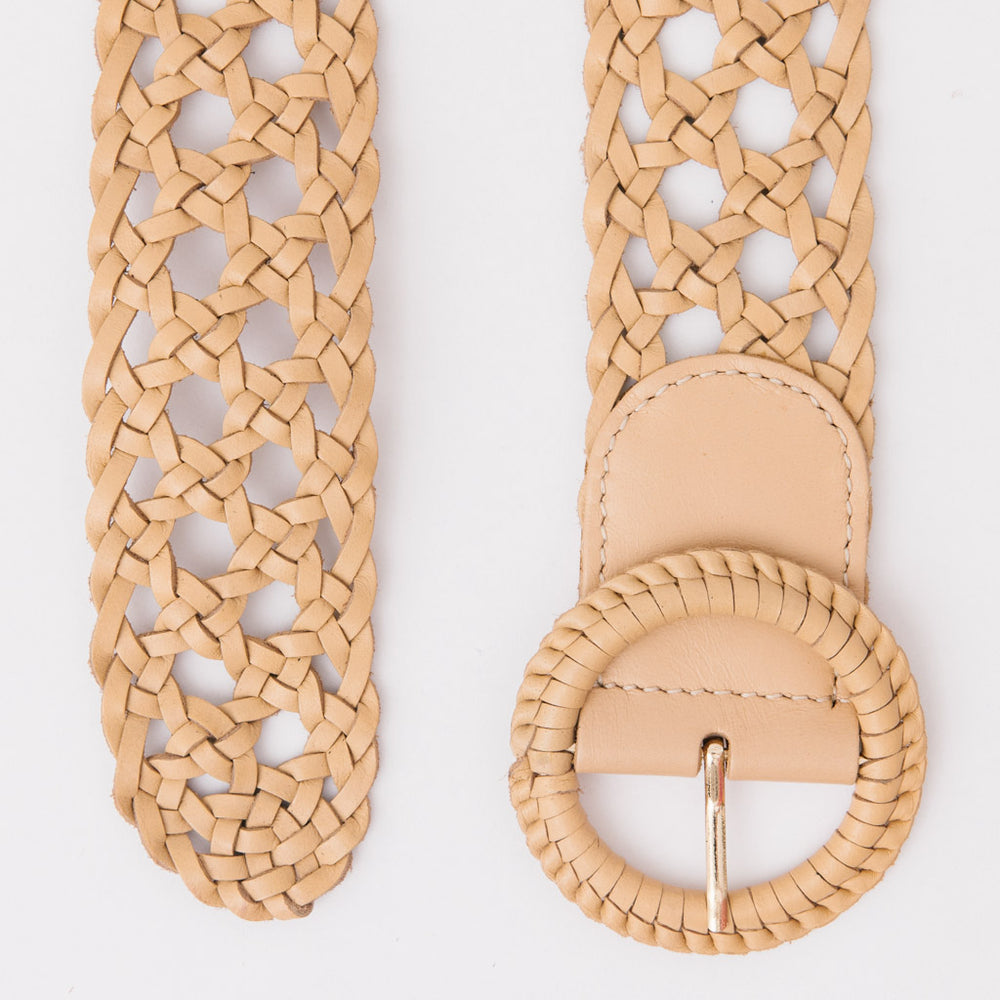 
                      
                        WEAVE NICKS Beige Leather Belt
                      
                    