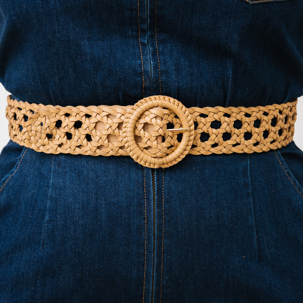 WEAVE NICKS Beige Leather Belt
