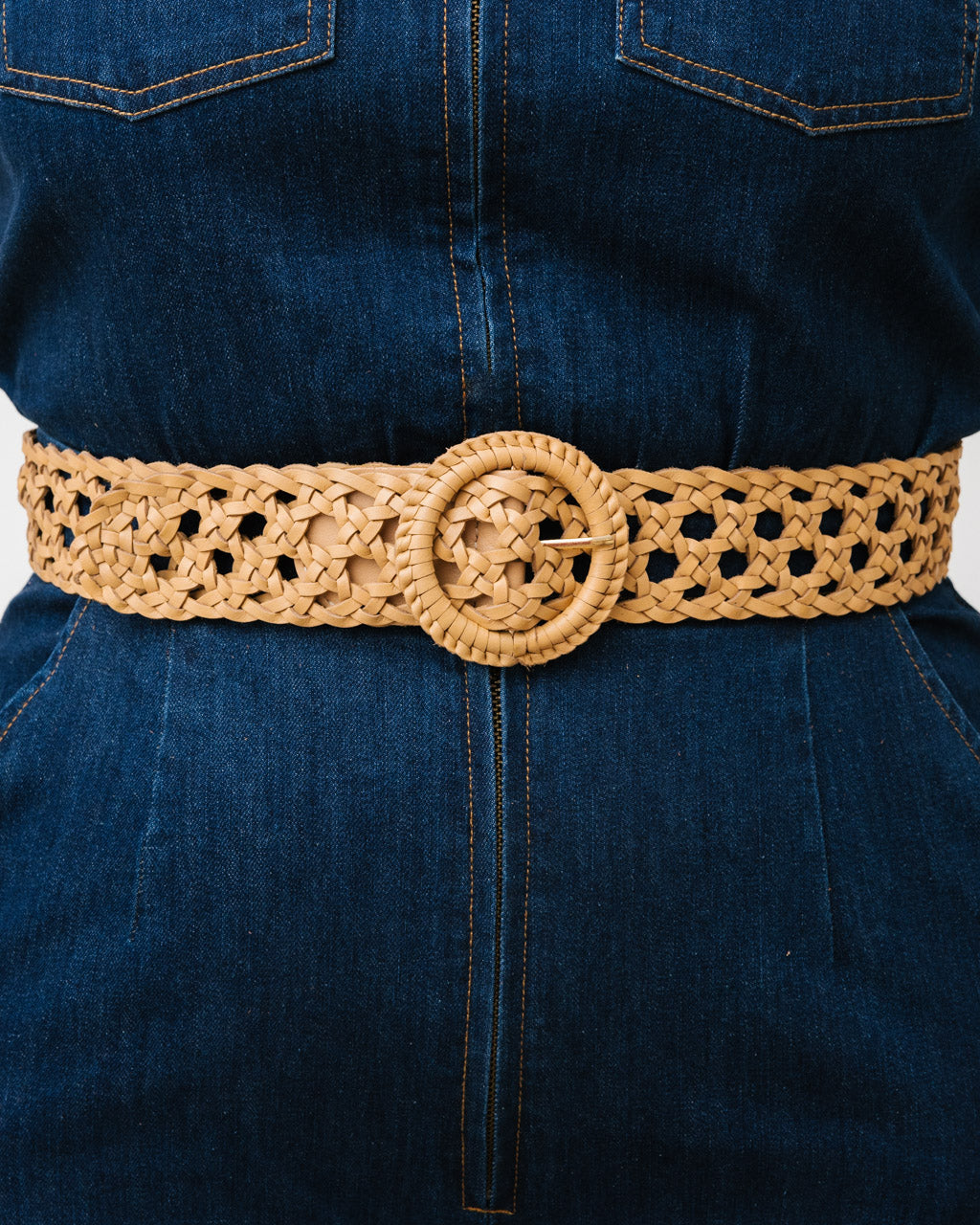 WEAVE NICKS Beige Leather Belt