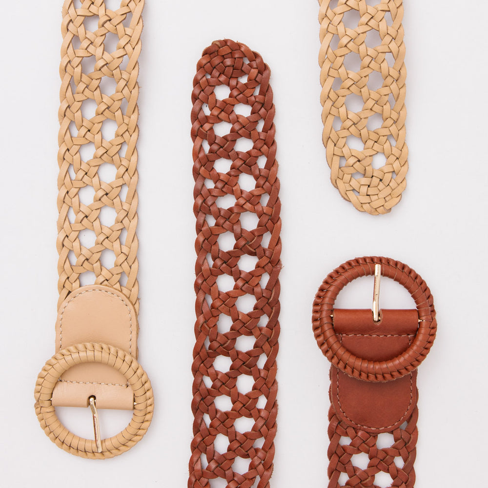 
                      
                        WEAVE NICKS Beige Leather Belt
                      
                    