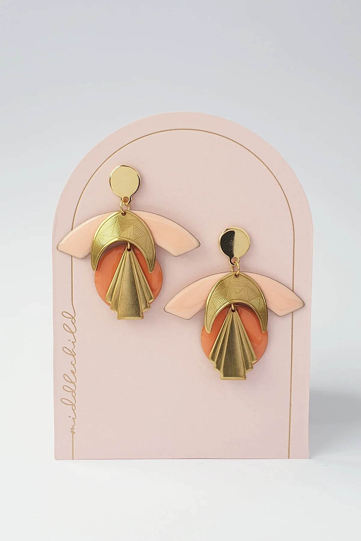 Deity Earrings in Peach/Salmon by Middle Child