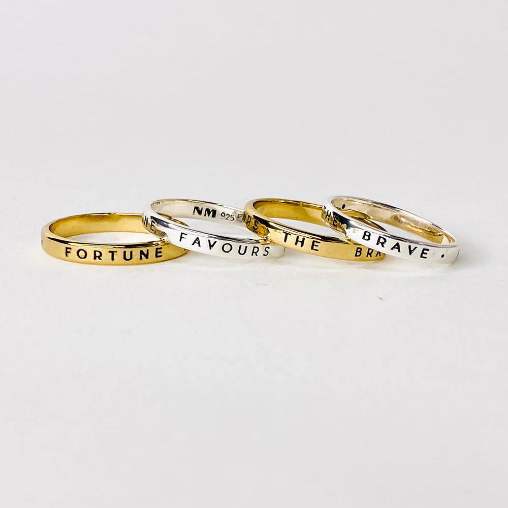 Fortune Favours the Brave Ring - GOLDEN BRASS